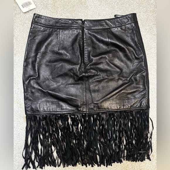 Boston Proper Black Leather Fringe Skirt Y2K/90’s Vintage - Picture 6 of 7